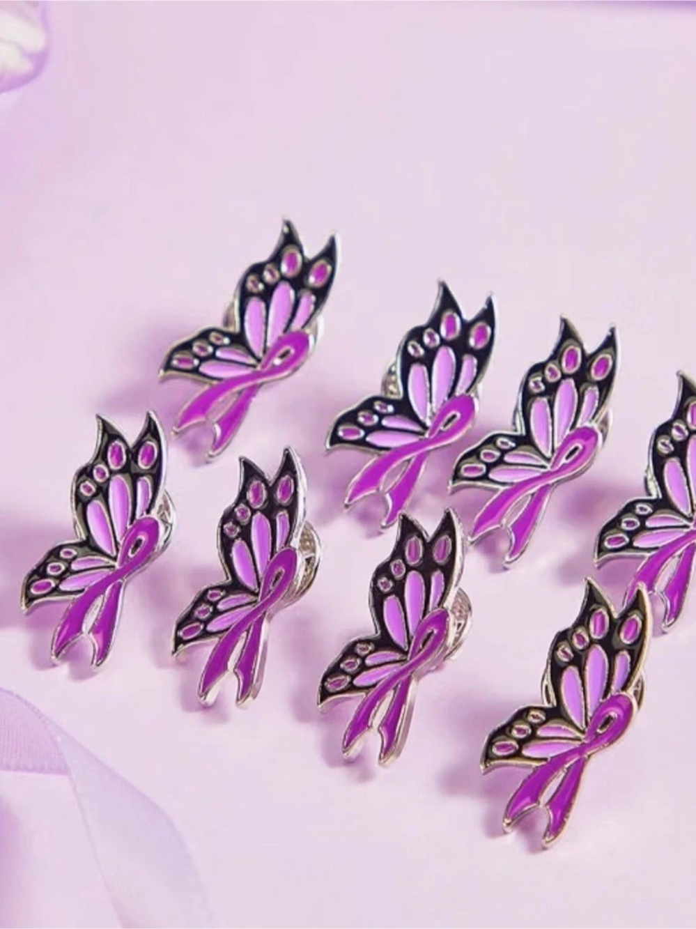 Domestic Violence Awareness Pin Butterfly Purple Ribbon Pin